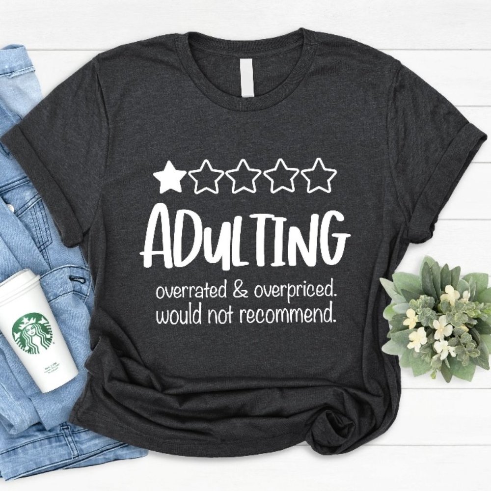ADULTING BLACK GRAPHIC TEE